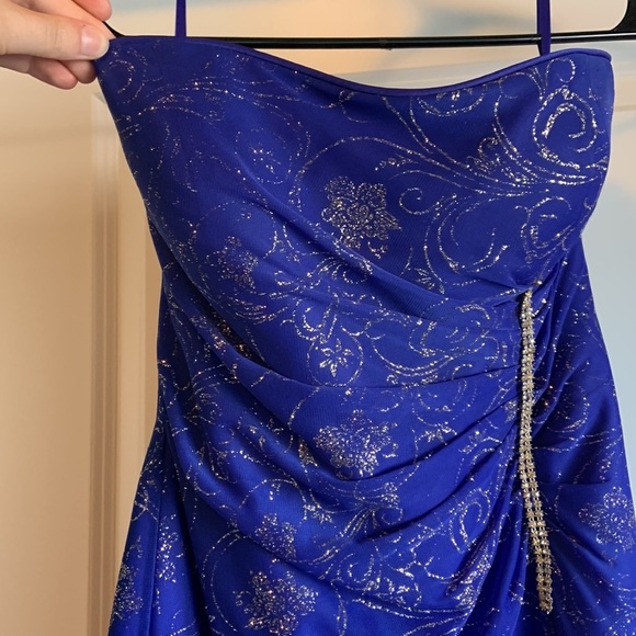 Reign On Blue Glitter Rhinestone Formal Dress - Picture 3 of 15